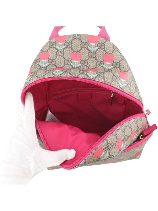 Gucci Backpack Flower Print Children\'s GG Supreme Leather Kids Kim Seungyoung main image 5